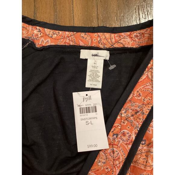 j. Jill Belted Quilted Ruana Sunset Paisley Front Tie Vest Jacket S-L one size - Picture 3 of 6